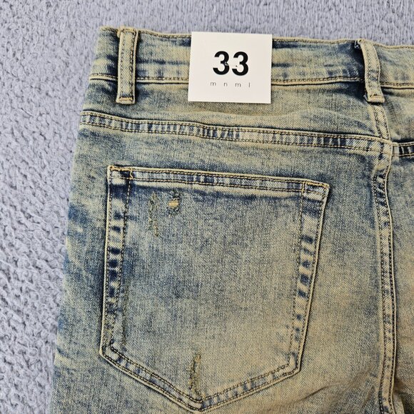 mnml Jeans Mens 33 Blue X146 Stretch Denim Distressed Slim Fit - Picture 14 of 16
